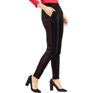 J. McLaughlin Jerry Pants NWT Size Large Black & Red Embellished Sides